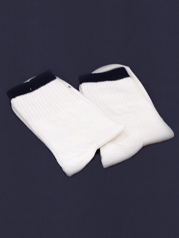 White Semi ankle length socks with one Navy blue Stripe (As per Company MRP)